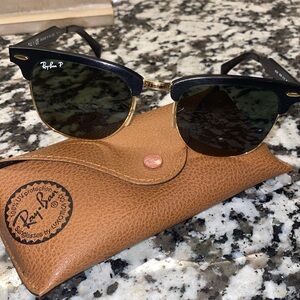 Ray-ban Clubmaster Aluminum Polarized Sunglasses with case!